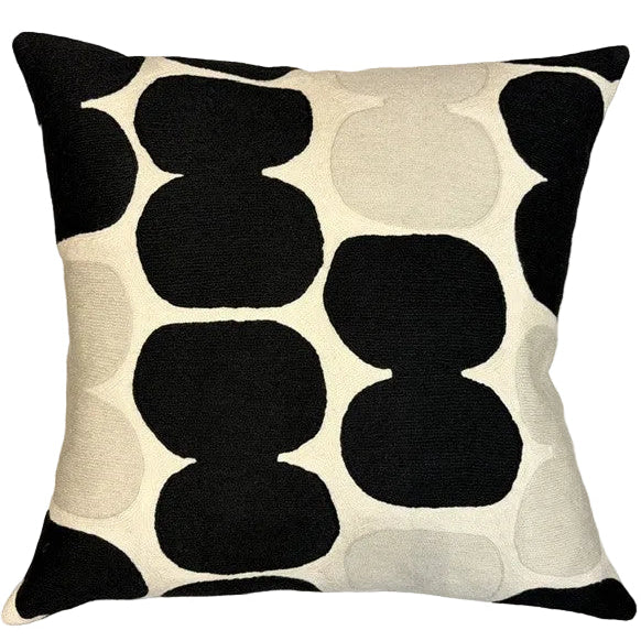 TABLA Embroidered Pillow - Cream/Black/Oyster