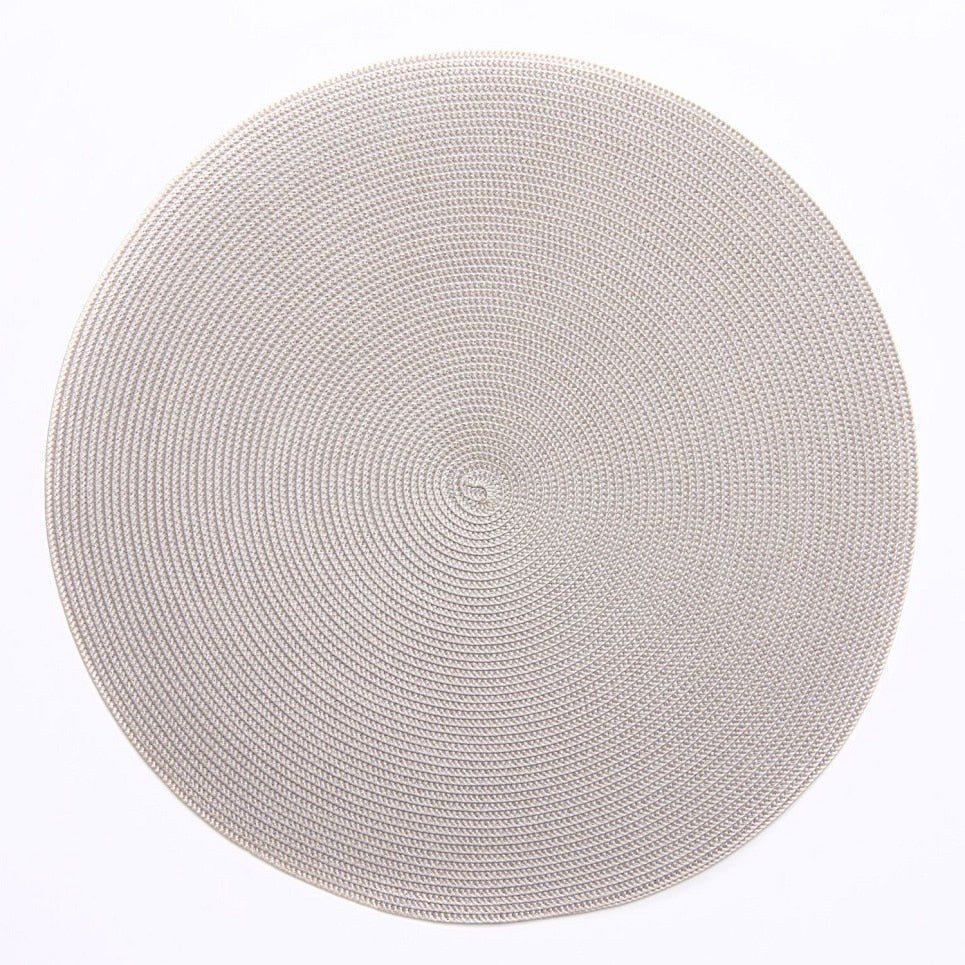 Silver 2-Tone Braided Round Placemats, S/4