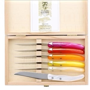 Berlingot Steak Knives with Mixed Pink/Orange Handles