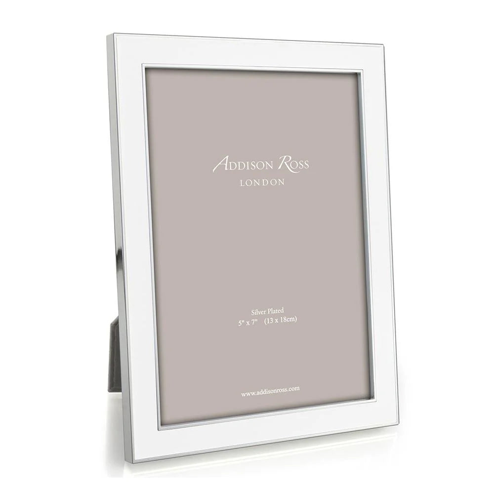 White Enamel & Silver Frame