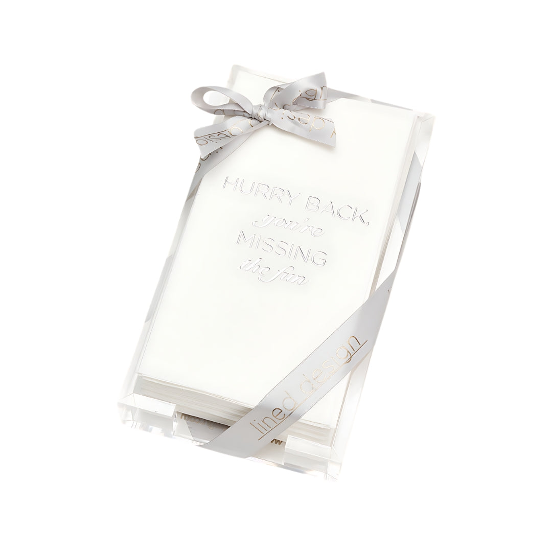 Hurry Back, You're Missing the Fun Guest Towel Hostess Set