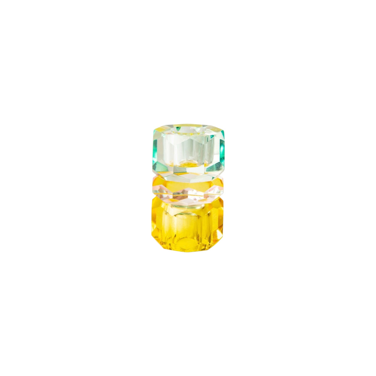 Crystal Candle Holder, Yellow/Pink/Light Mint