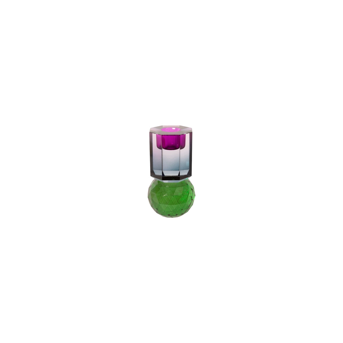 Crystal Candle Holder, Green / Violet Ombre