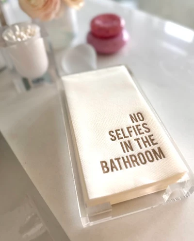 No Selfies In The Bathroom Guest Towel Hostess Set