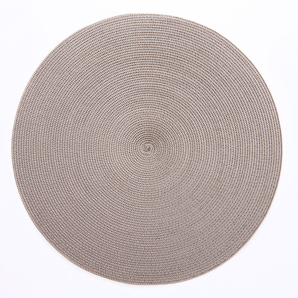Silver 2-Tone Braided Round Placemats, S/4