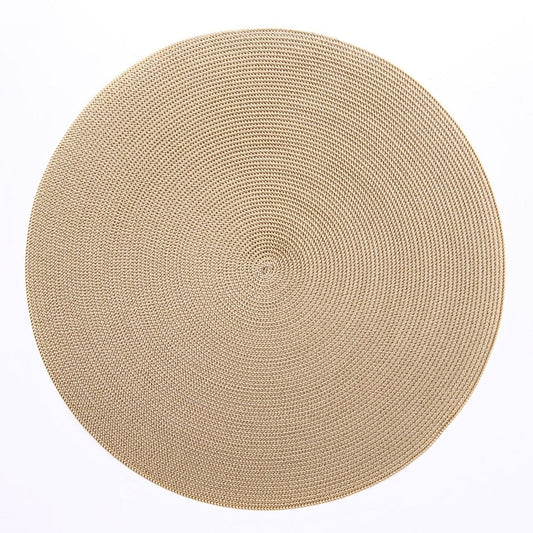 Brown Tone Braided Round Placemats, Cream/Dust, S/4