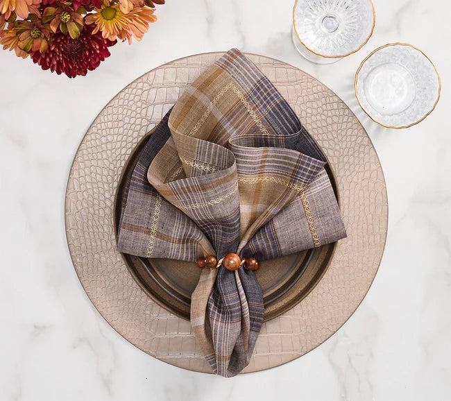 Bois Napkin Ring in Brown & Gold, S/4