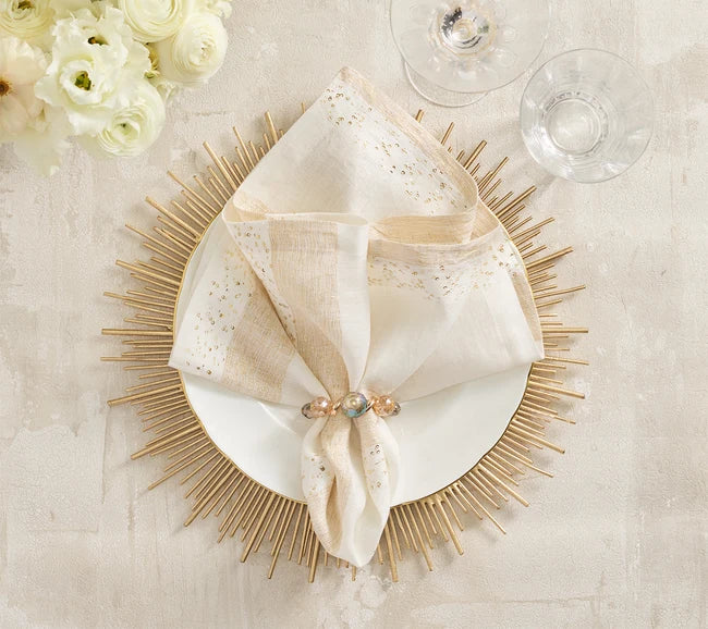 Borealis Napkin Ring in Iridescent & Champagne, S/4