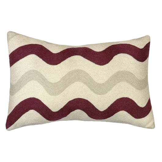 RIC RAK Embroidered Pillow - Cream/Oyster/Berry