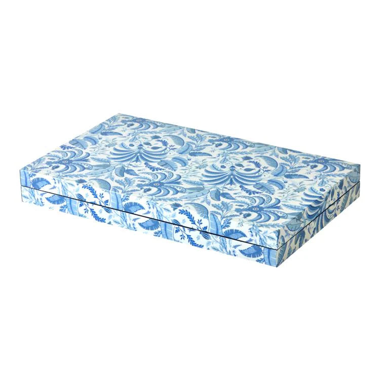 Palm Beach Blue Lacquer Backgammon Set