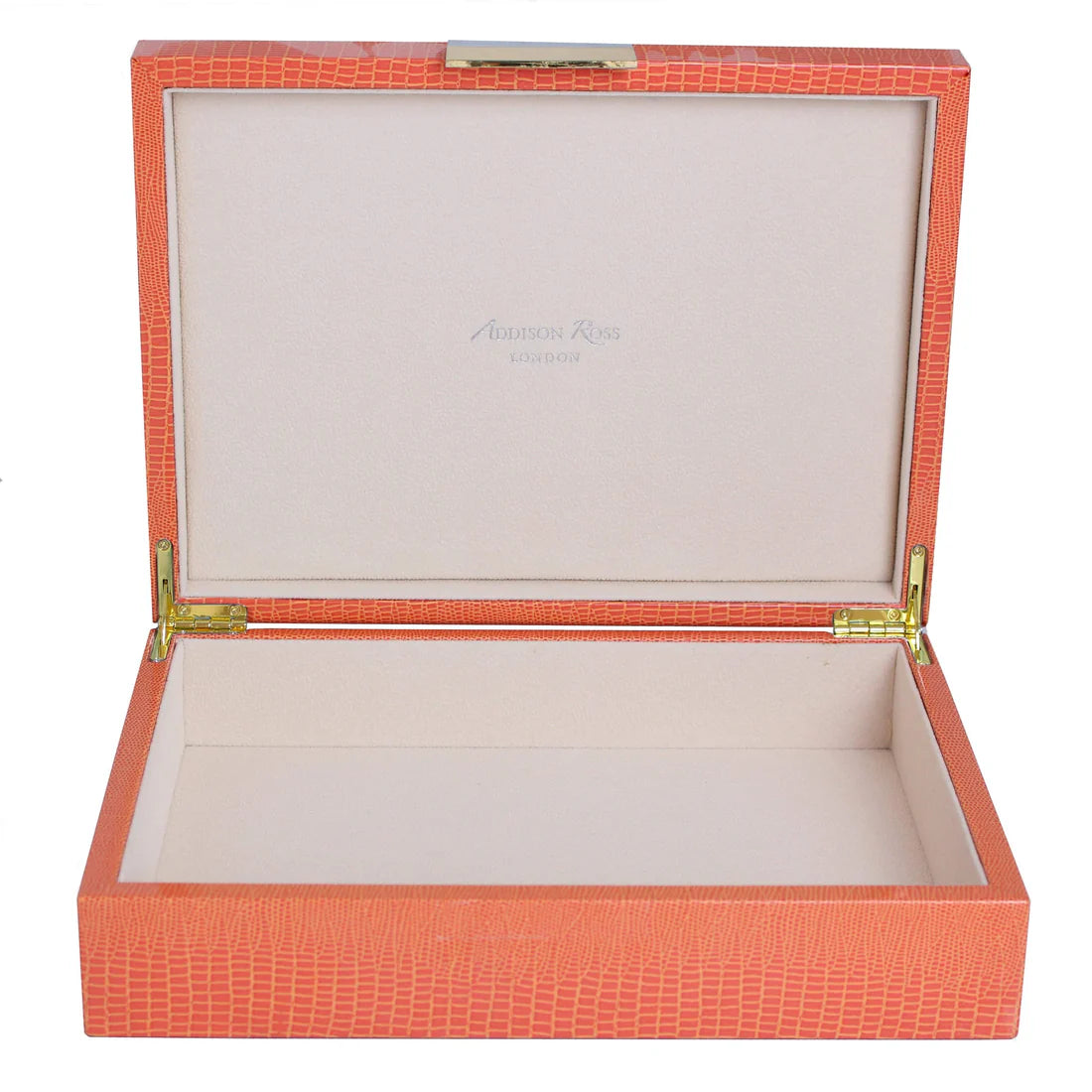 Large Orange Croc Lacquer Box with Gold