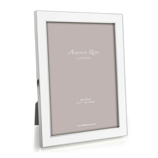 White Enamel & Silver Frame