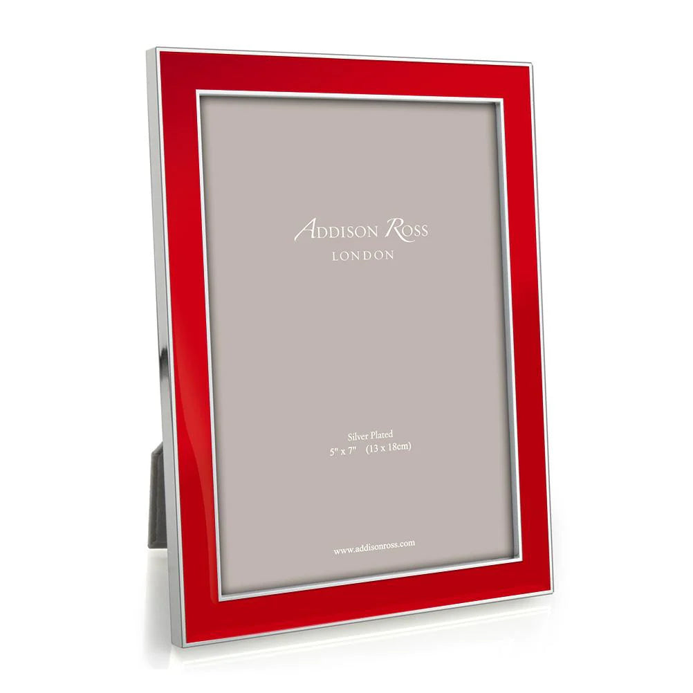 Red Enamel & Silver Frame