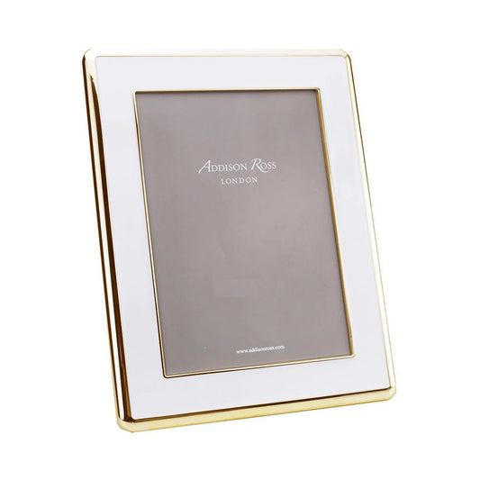 White Enamel and Gold  Curve Frame