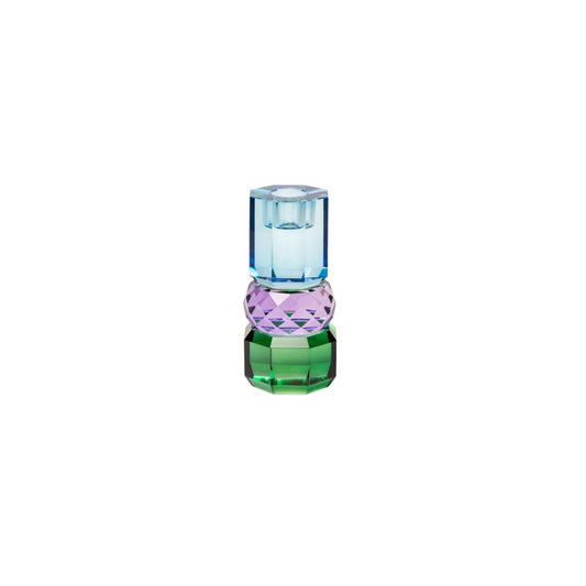 Crystal Candle Holder, Green/Violet/Cobalt