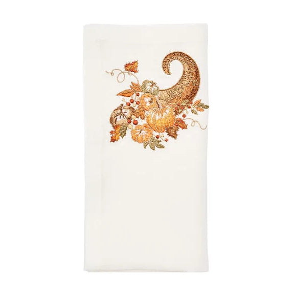 Cornucopia Napkin in White & Multi, S/4