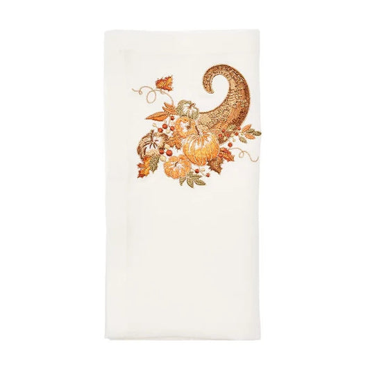 Cornucopia Napkin in White & Multi, S/4