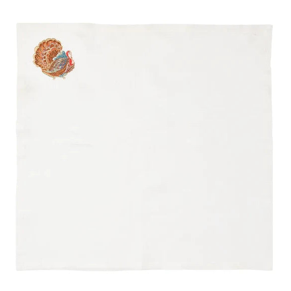 Gobble Napkin in White & Multi, S/4