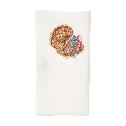 Gobble Napkin in White & Multi, S/4