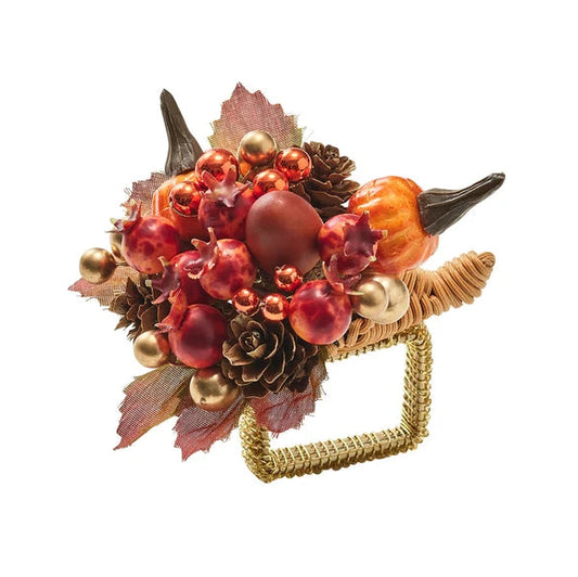 Cornucopia Napkin Ring in Multi, S/4