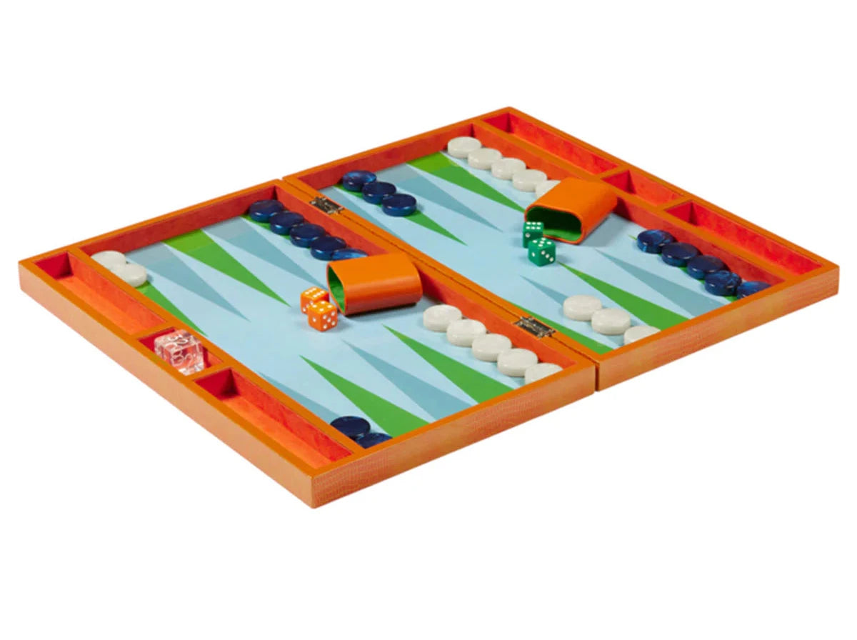 Orange Croc Lacquer Backgammon Set
