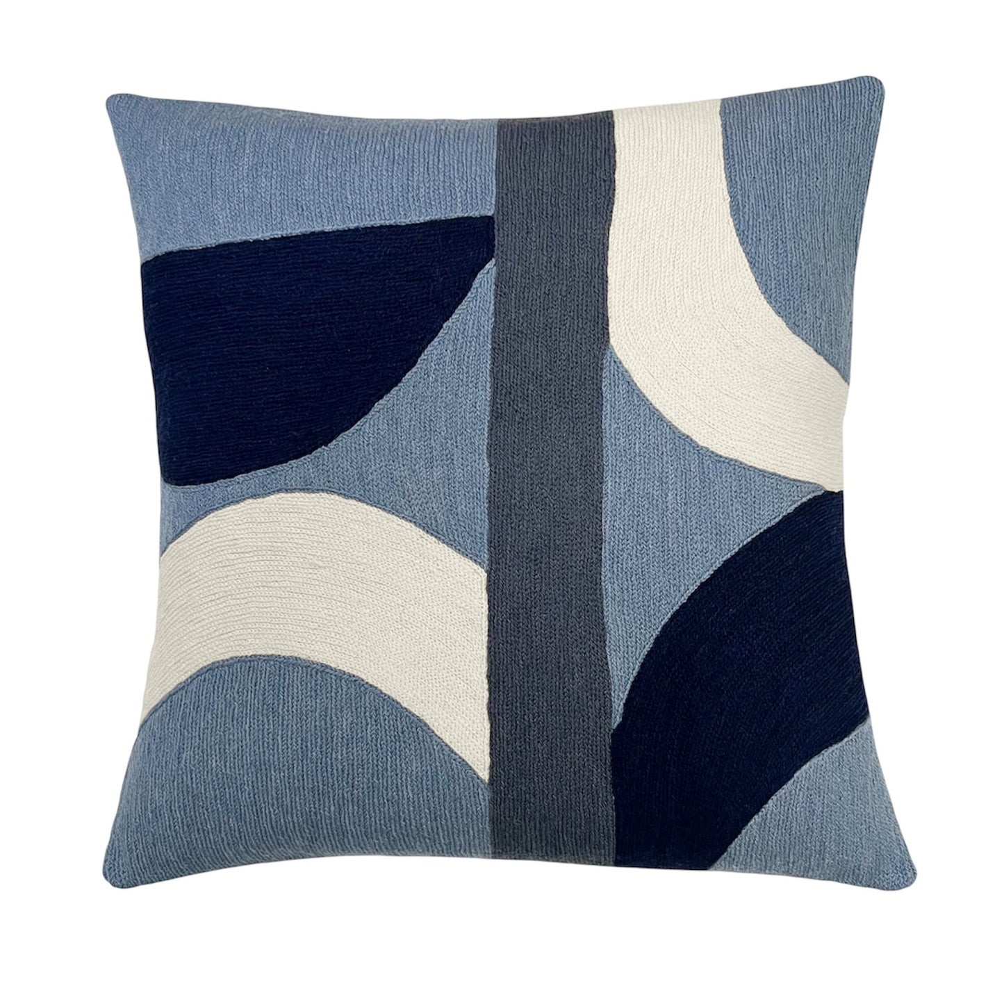 Eclipse Embroidered Pillow -  Cornflower / Cream / Navy / Slate