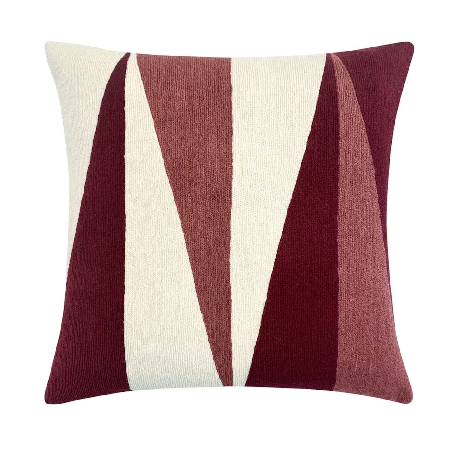 Blade Embroidered Pillow -  Cream/Berry/ Raspberry