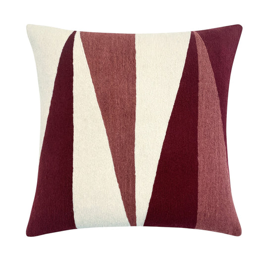 Blade Embroidered Pillow -  Cream/Berry/ Raspberry