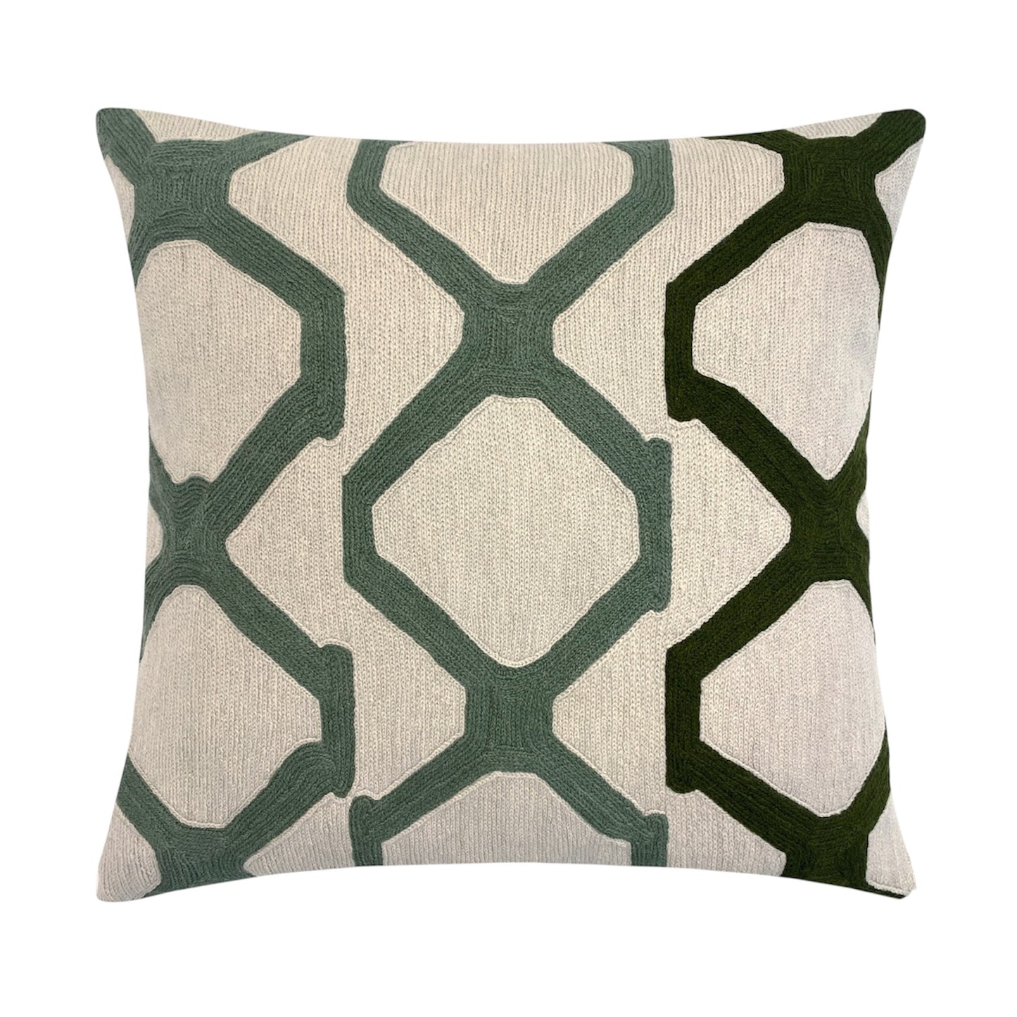Arbor Embroidered Pillow -  Oyster/Sage/Olive Drab