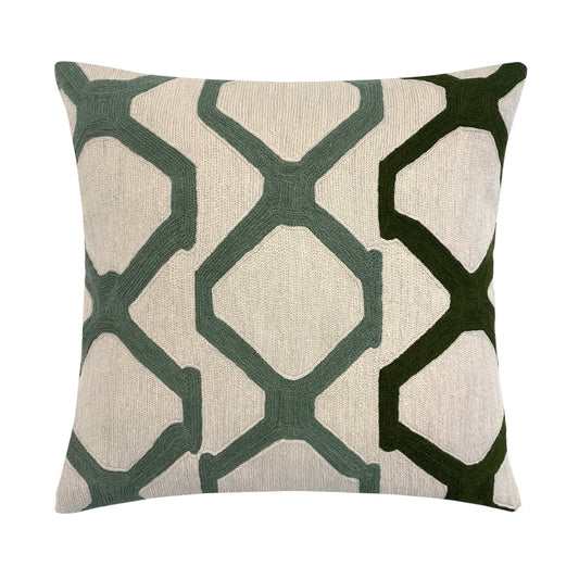 Arbor Embroidered Pillow -  Oyster/Sage/Olive Drab