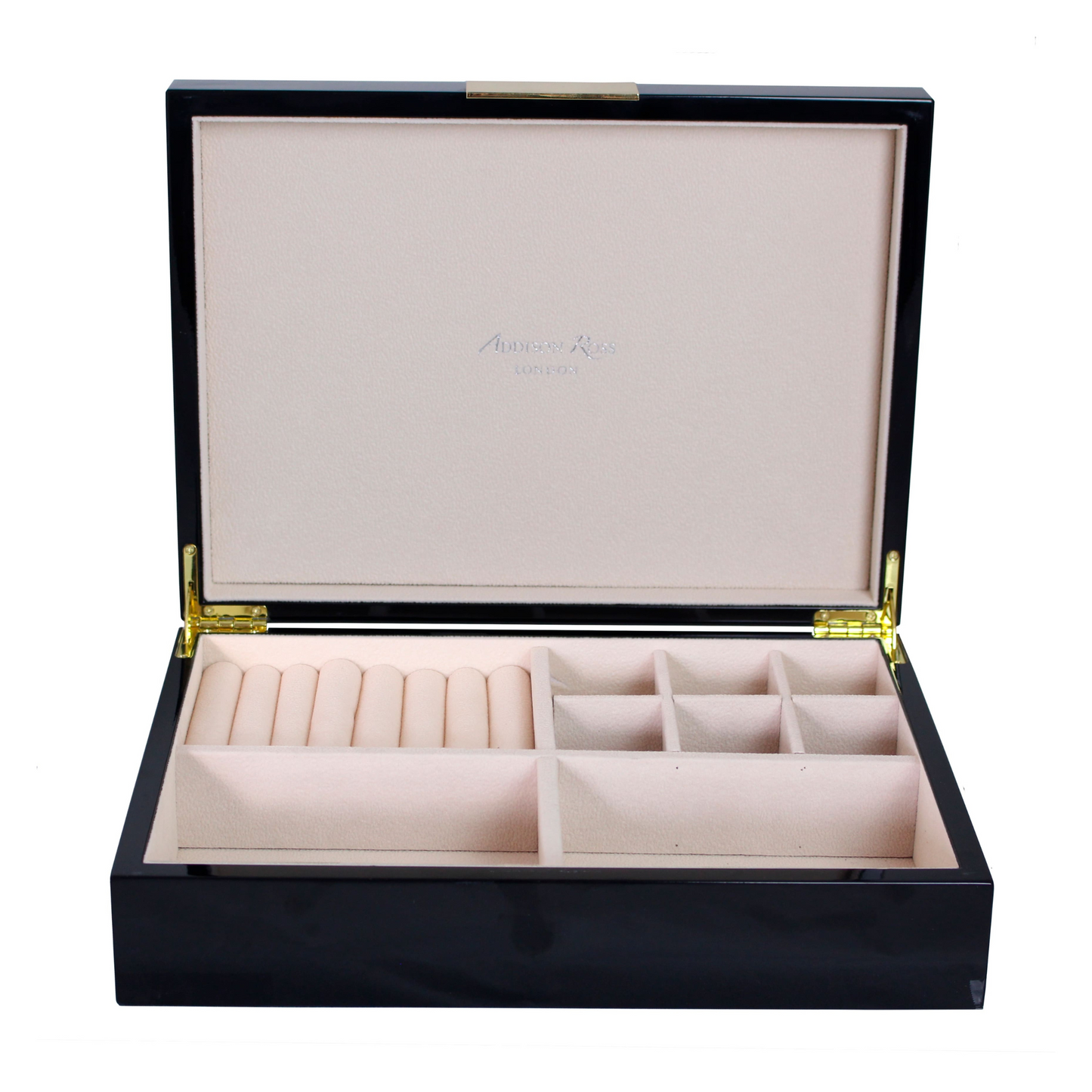 Large Black Jewelry Box with Gold