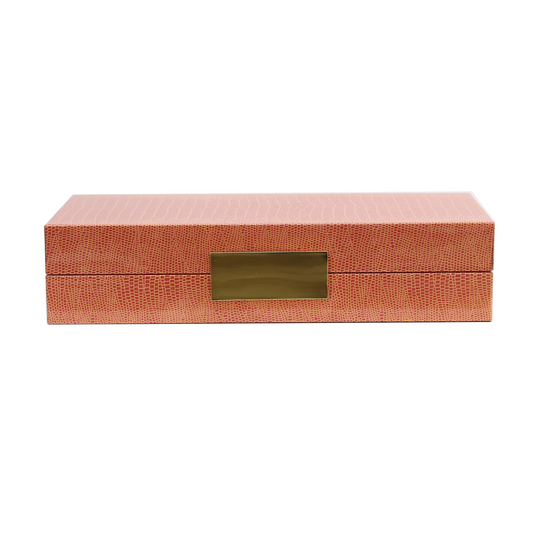 Large Orange Croc Lacquer Box with Gold