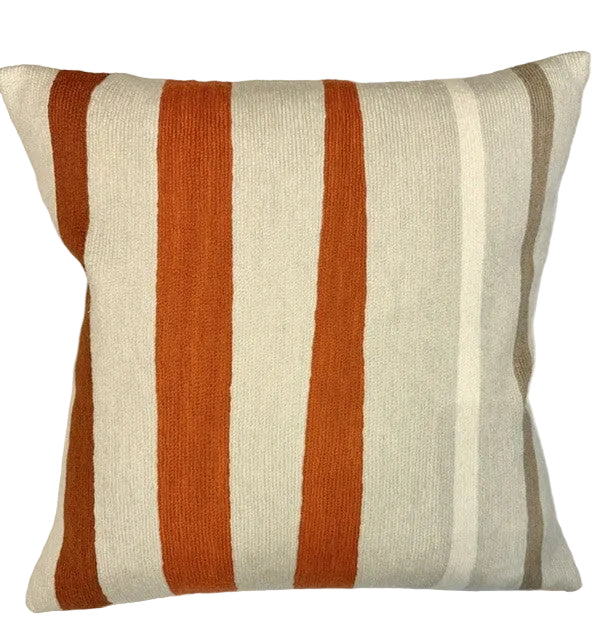 STRIPES Embroidered Pillow - Oyster/Coral/Spice/ Cream/Mushroom