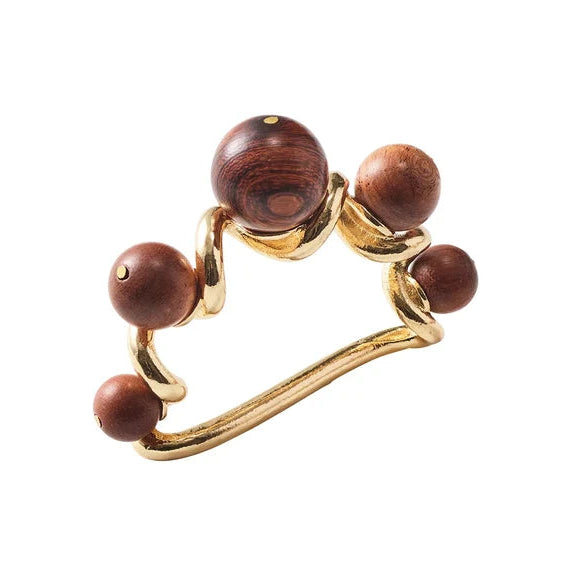 Bois Napkin Ring in Brown & Gold, S/4