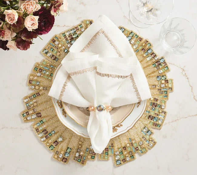 Borealis Napkin Ring in Iridescent & Champagne, S/4