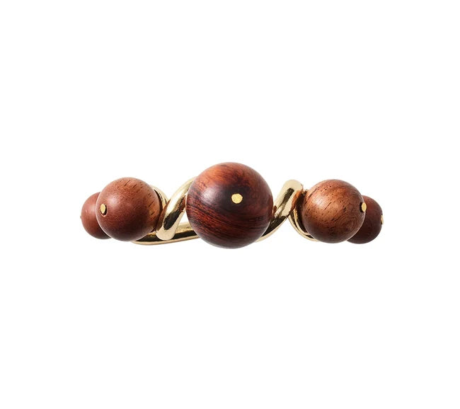 Bois Napkin Ring in Brown & Gold, S/4