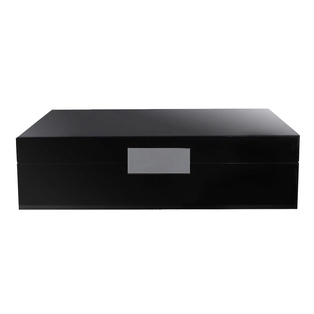 Large Black Lacquer Box with Silver
