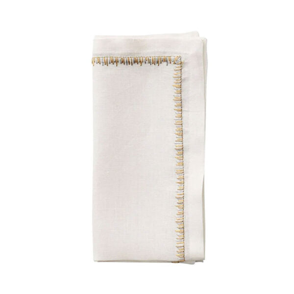 Filament Napkin in White, Gold & Silver, S/4